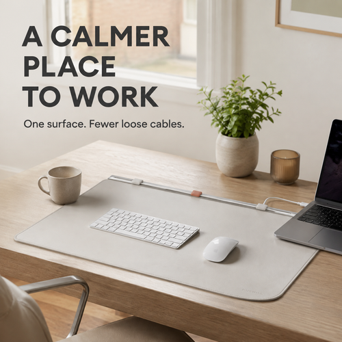 Desk Mat with Magnetic Cable Rail