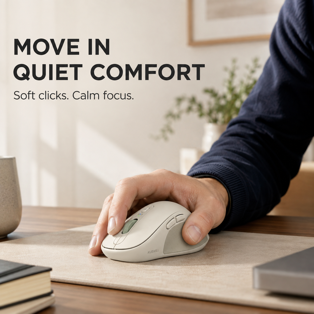 KUSWILL QuietFlow M1 Silent Dual-Mode Wireless Mouse