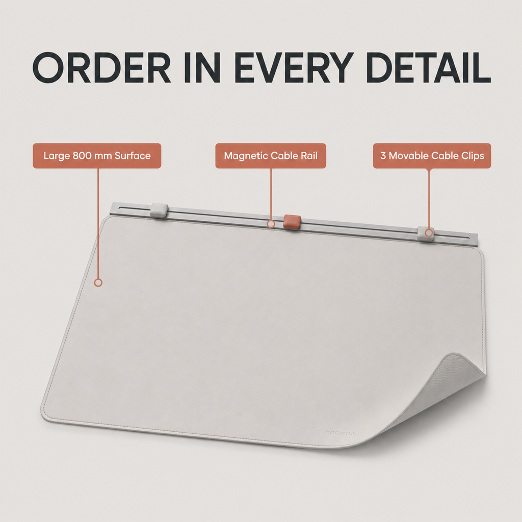 Desk Mat with Magnetic Cable Rail