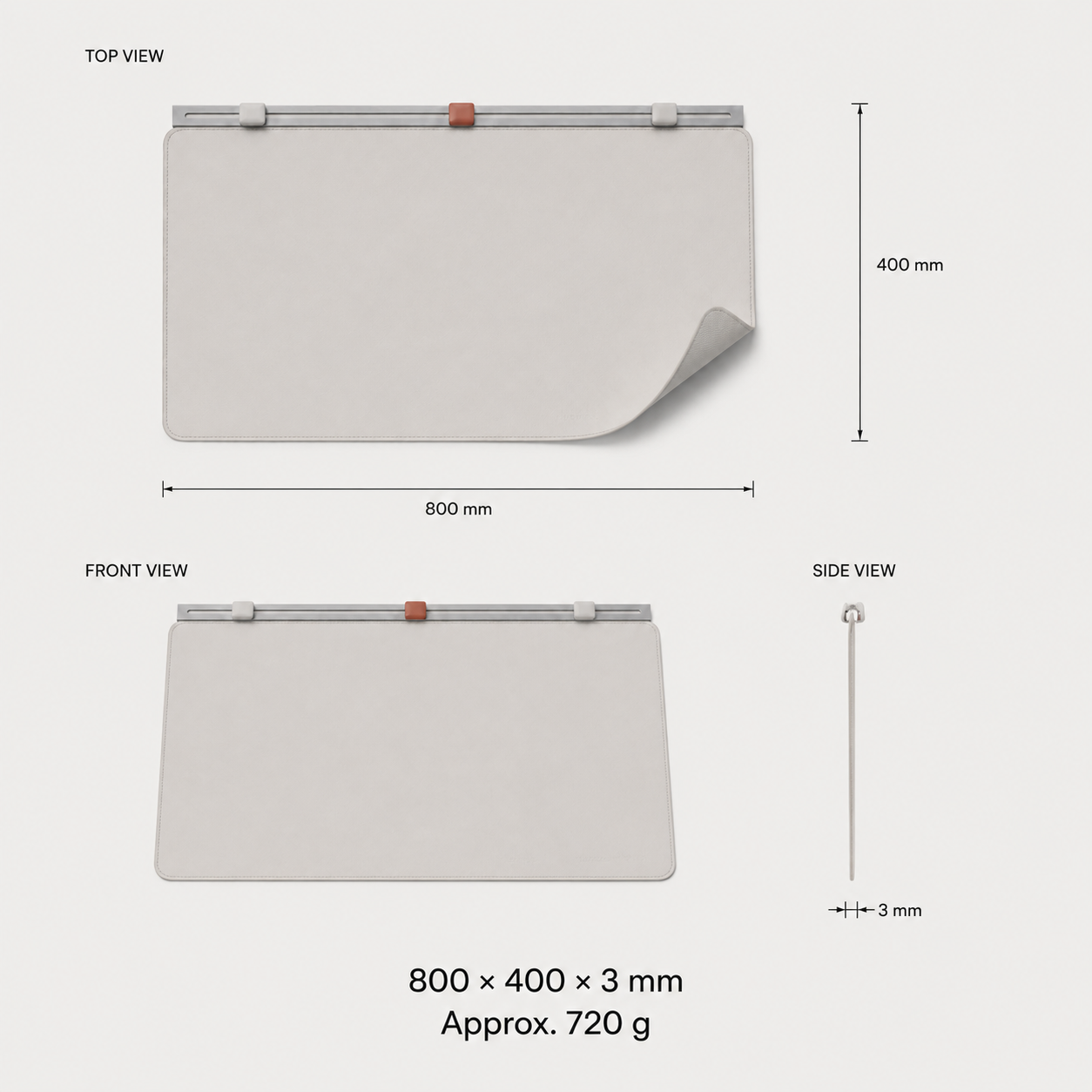Desk Mat with Magnetic Cable Rail