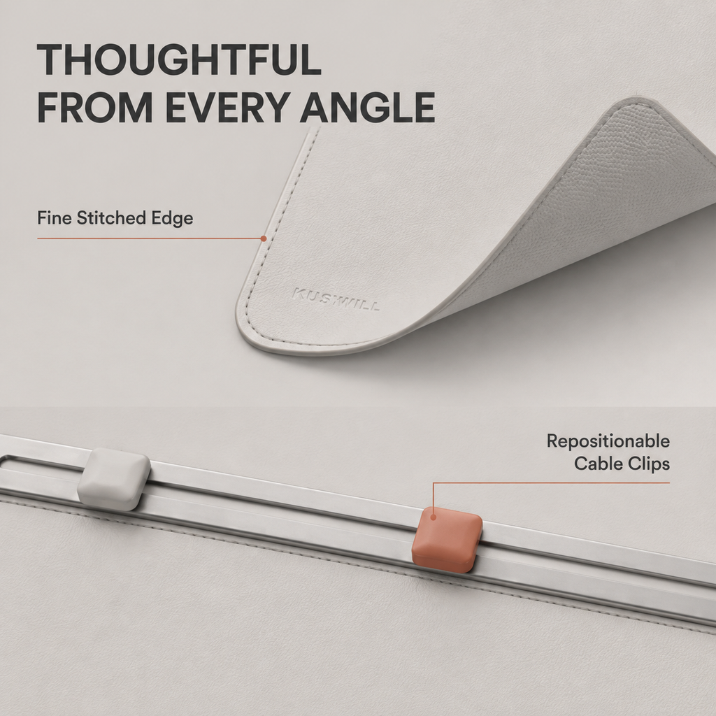 Desk Mat with Magnetic Cable Rail