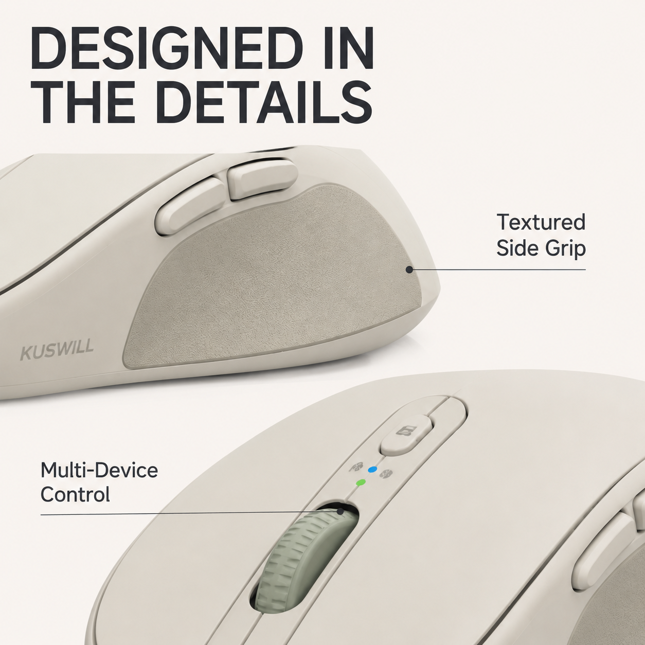 KUSWILL QuietFlow M1 Silent Dual-Mode Wireless Mouse