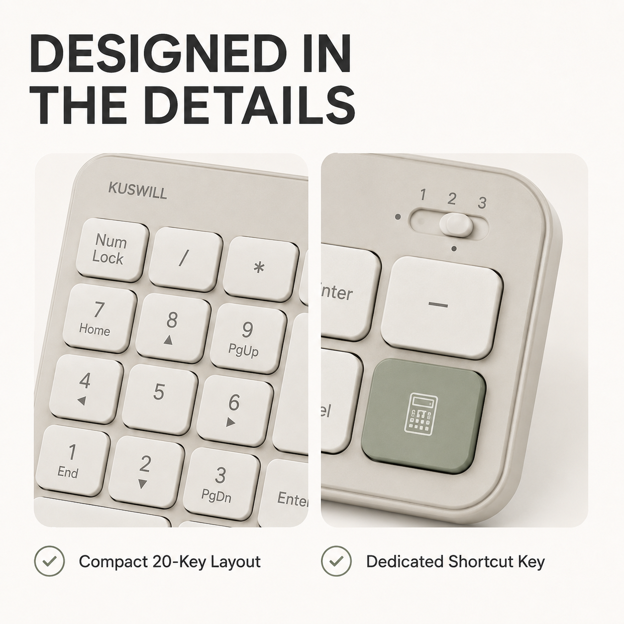KUSWILL QuietFlow N1 Wireless Numeric Keypad